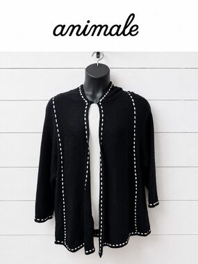 Animale Contrast Stitch Knit Jacket – Black – One Size